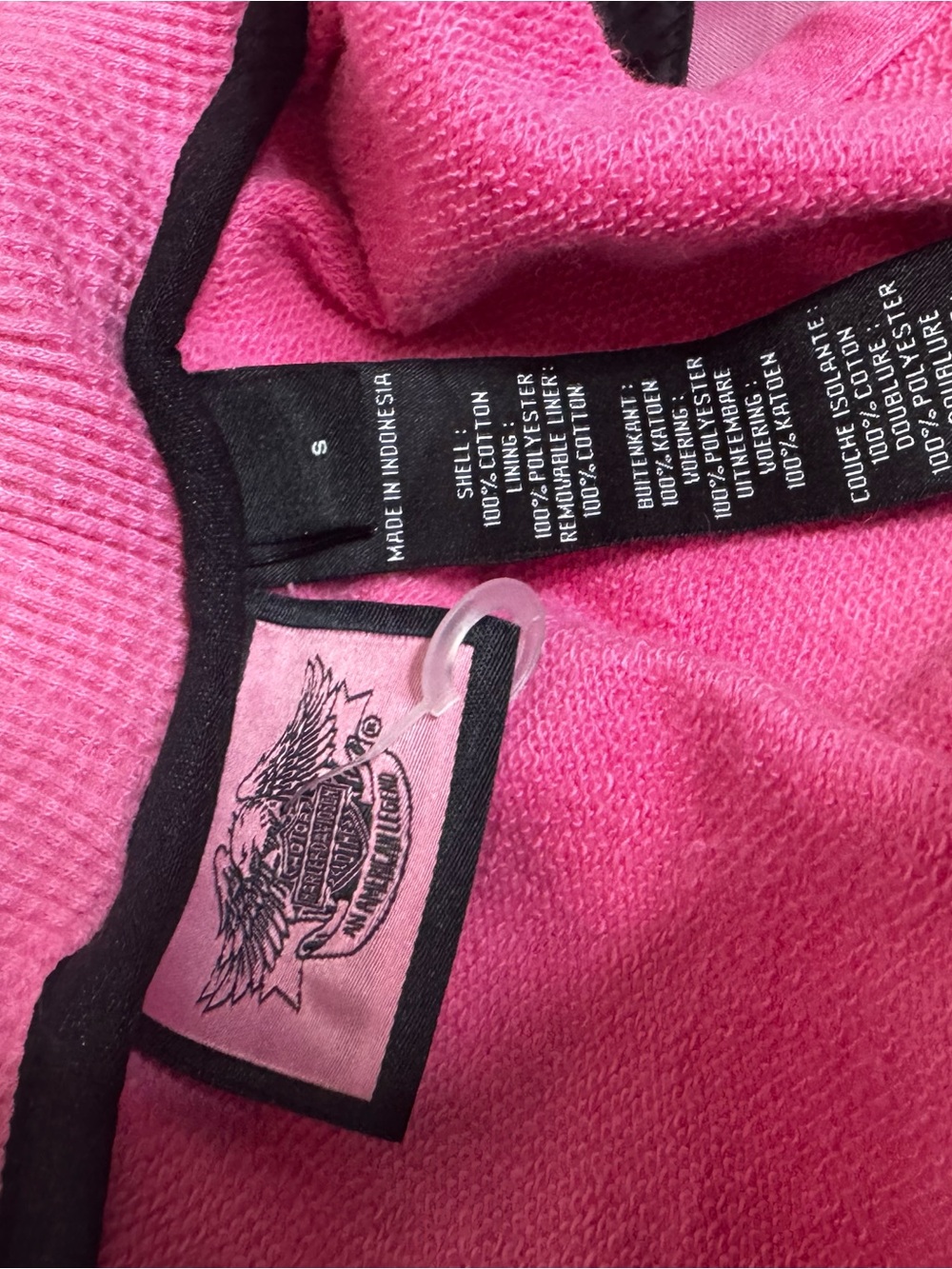 Harley-Davidson Black Jacket with Pink Hooded Liner - Picture 2 of 7